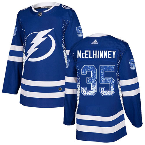 Adidas Tampa Bay Lightning Men #35 Curtis McElhinney Blue Home Authentic Drift Fashion Stitched NHL Jersey->tampa bay lightning->NHL Jersey